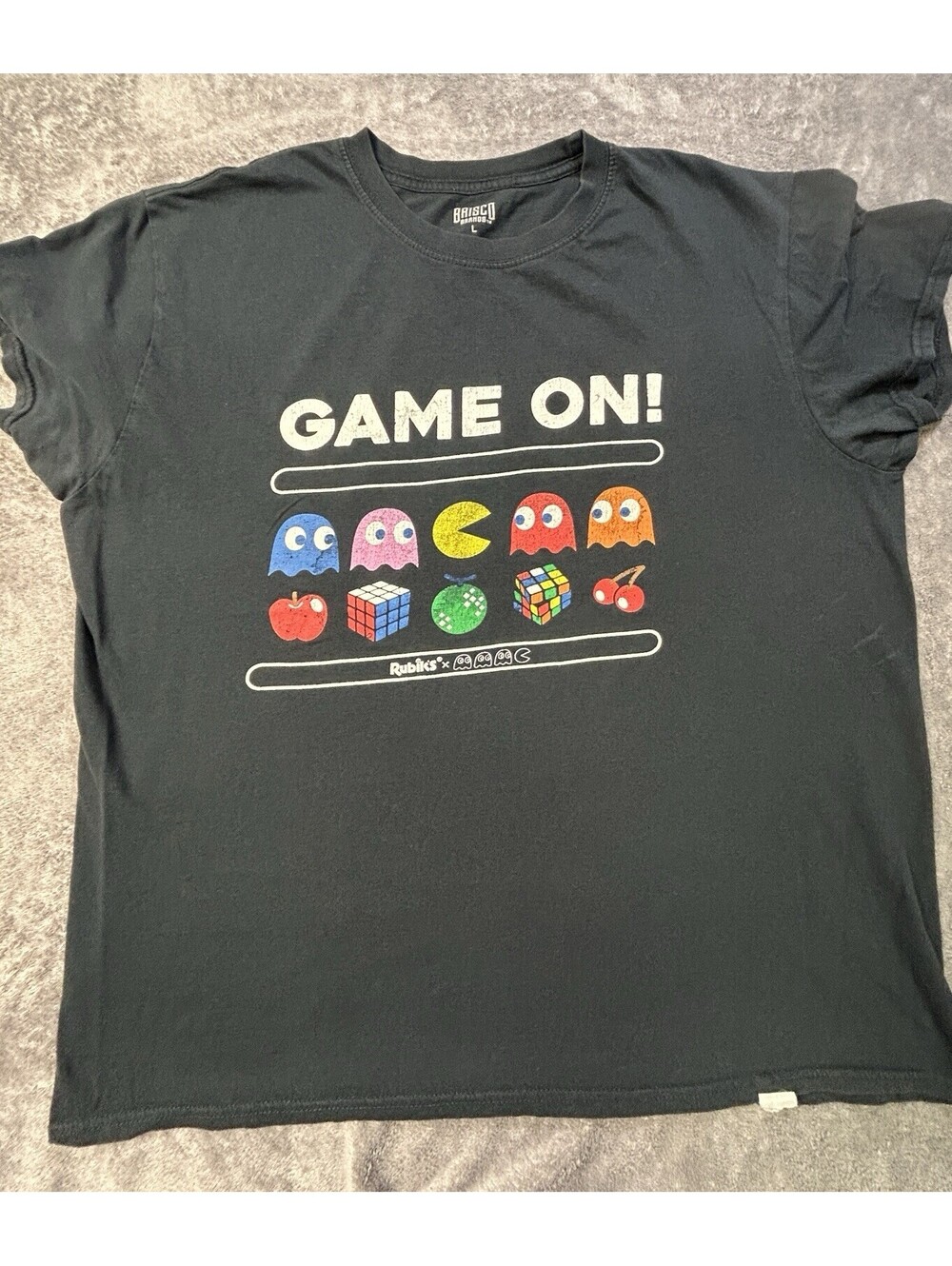 Brisco Pac-Man Rubik's Cube Graphic T-Shirt Black Large